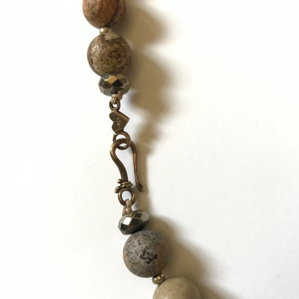 Chan Luu Sunstone Long Classic Beaded Necklace Womens Brown Tan Gold Beads Boho - Picture 6 of 13